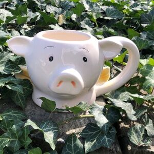 Exclusive Pier One Imports Hand-Painted Dolomite Flying Pig w/Wings Ceramic Mug